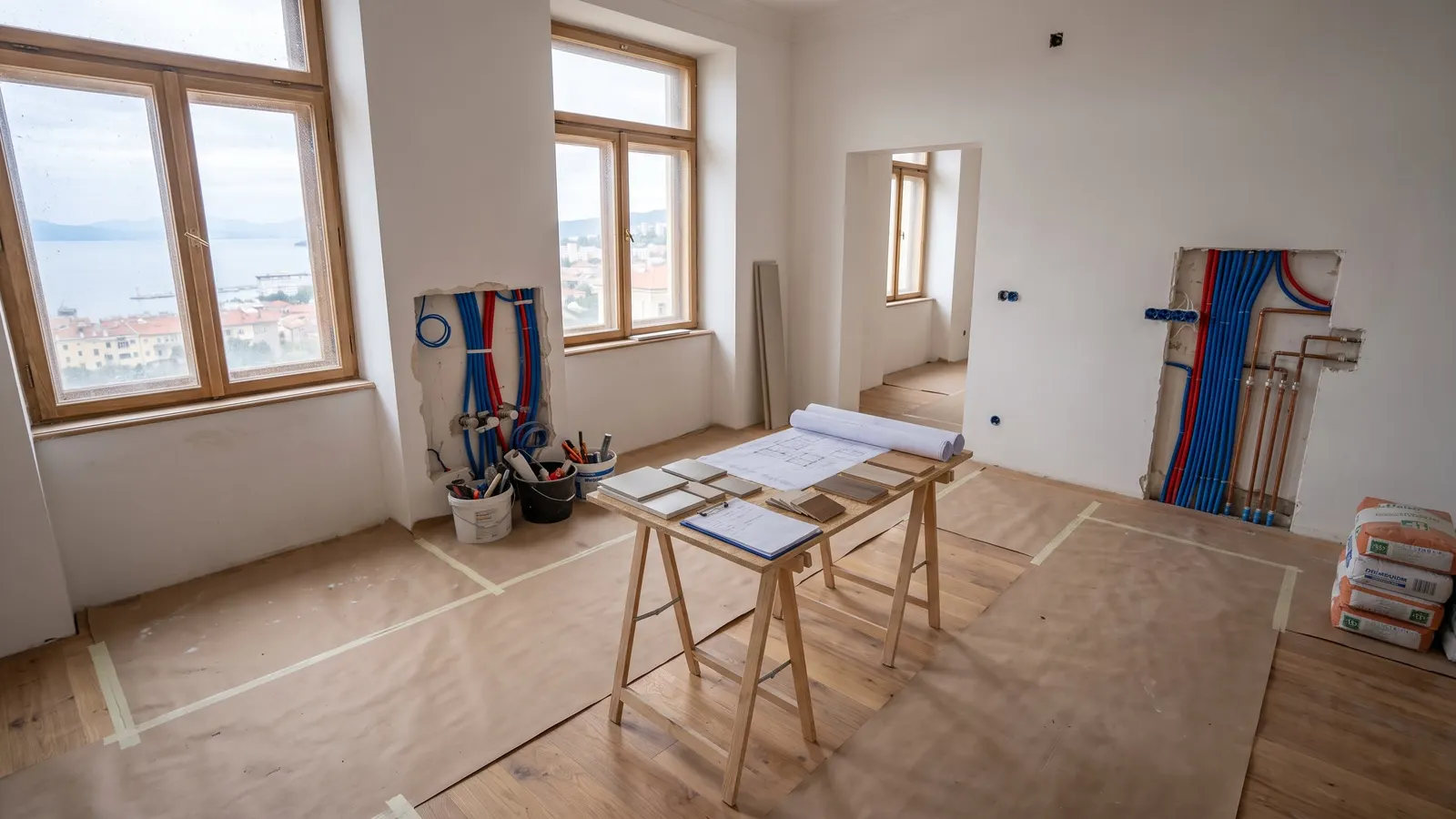 Adaptacija stana u Hrvatskoj sa zaštićenim podovima, novim instalacijama i planiranjem radova